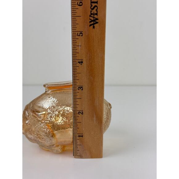 VINTAGE Anchor Hocking Marigold Amber Textured Carnival Glass Piggy Pig Bank - Picture 6 of 8